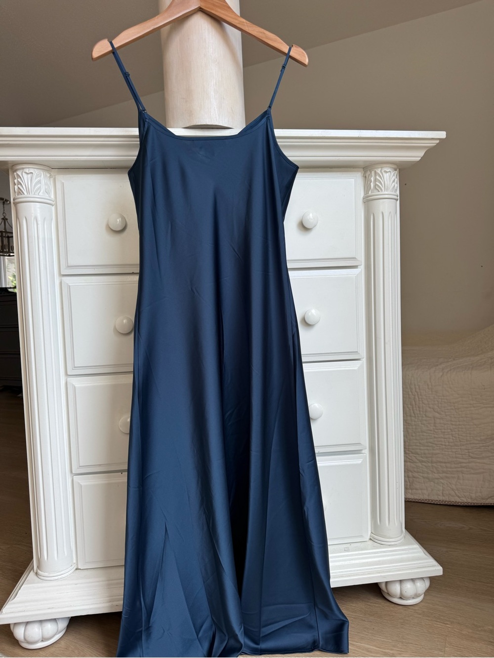 AllSaints Nada Navy Blue Satin Slip Dress Size Medium